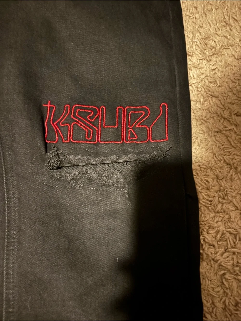 Ksubi Black Skinny Jeans with Red Logo